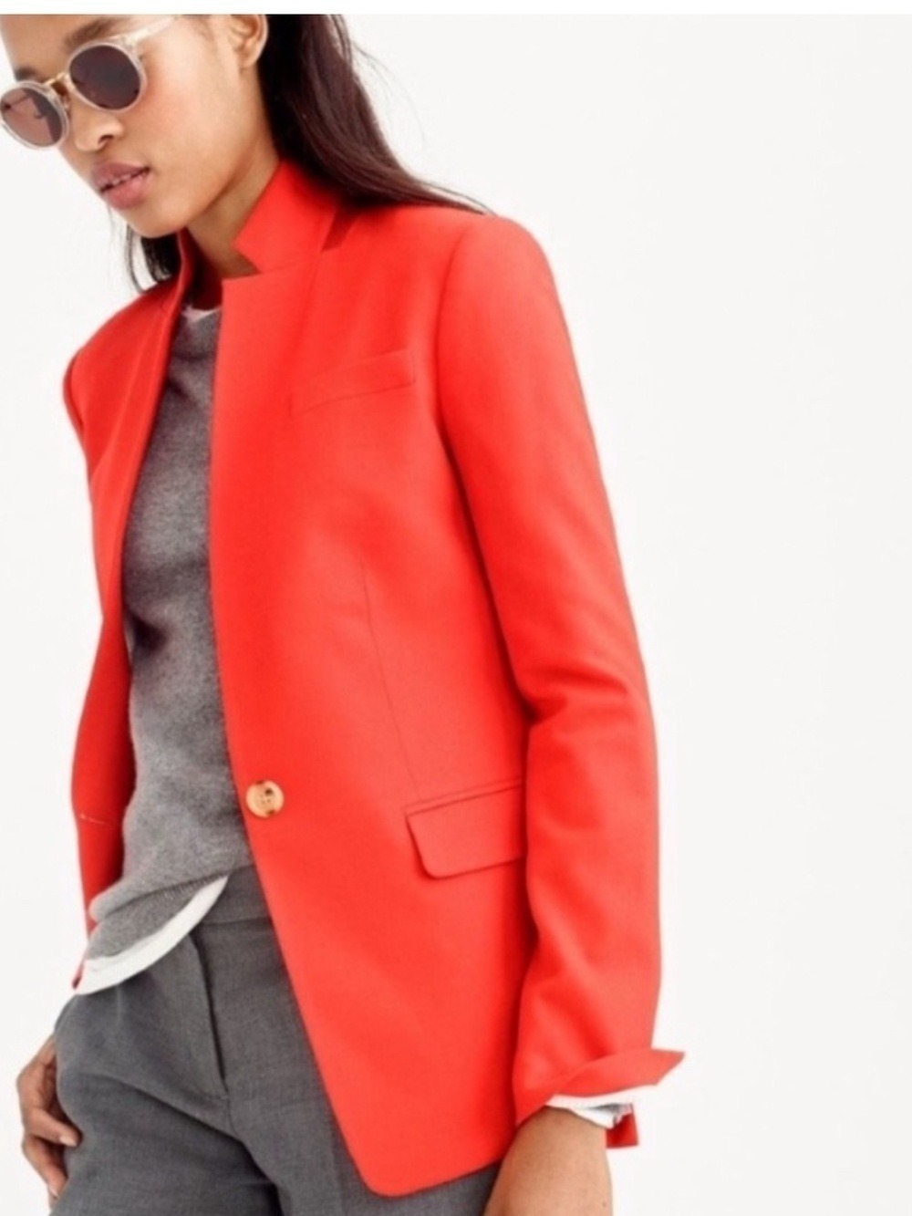 J. CREW Regent wool blazer fully lined single button closure orange red size 6